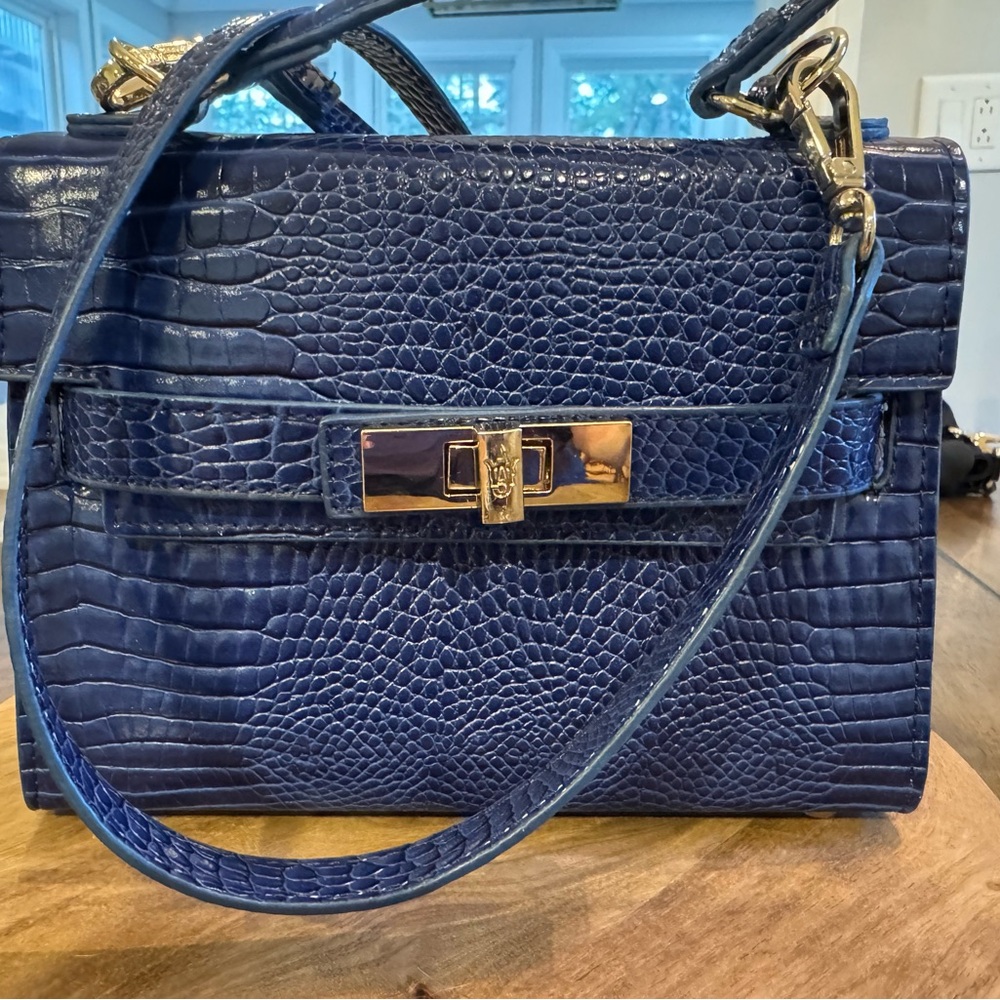 Steve Madden Blue Crocodile Embossed Crossbody